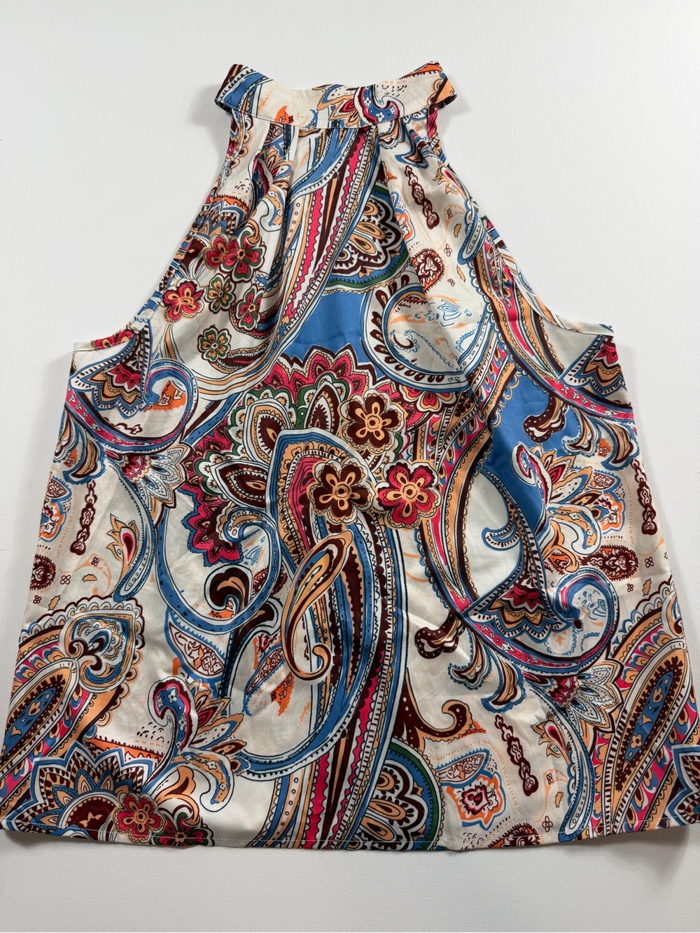 Cupshe NWT Boho Paisley Halter Top Size Large Summer Beach Resort Flowy Blouse